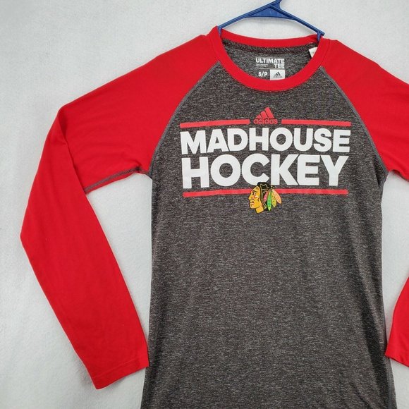 CHICAGO BLACKHAWKS Shirt Men’s Long Sleeve Crew Neck Tee Gray Small - Picture 4 of 12